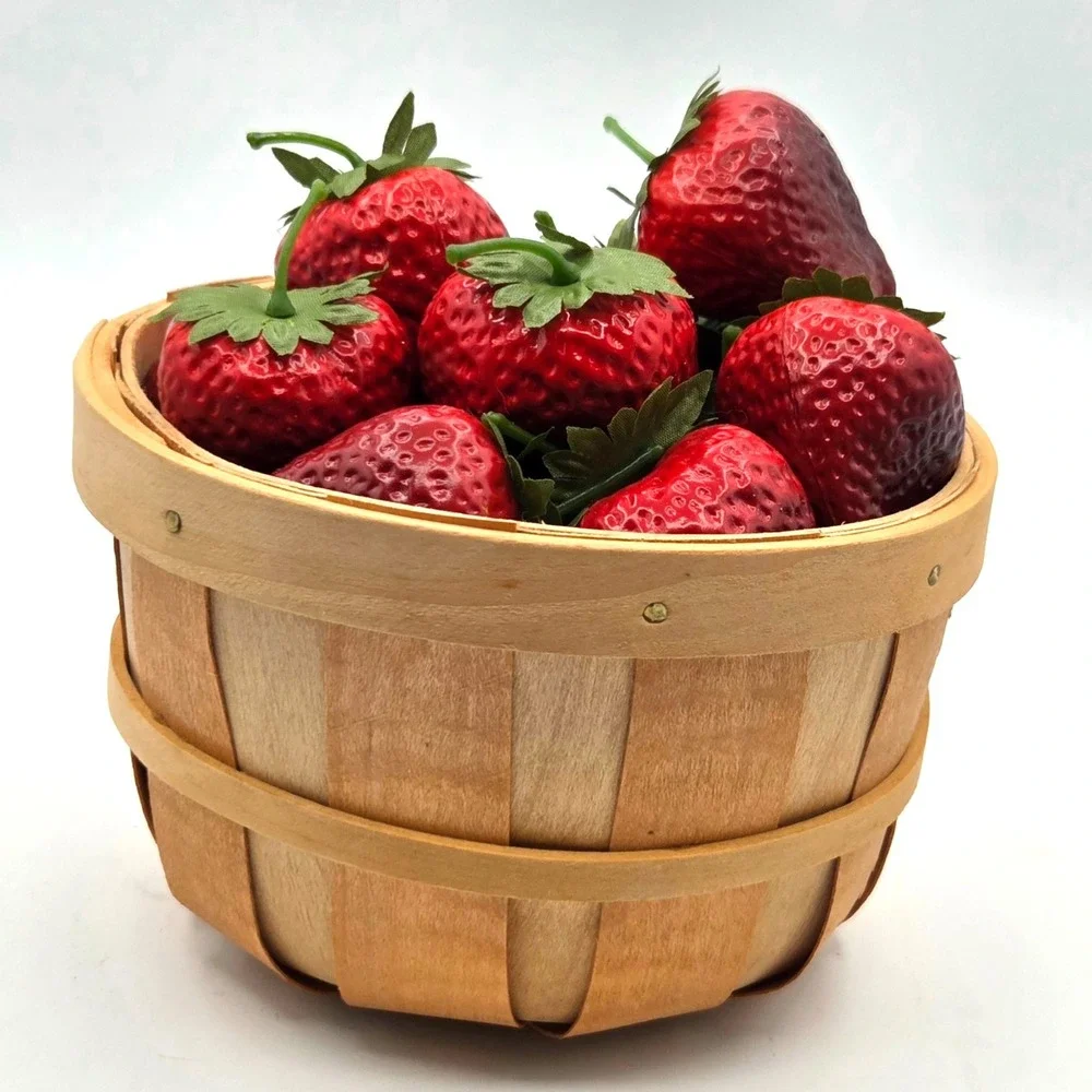 Classic Basket of Strawberries Country Cottage Core Farmhouse